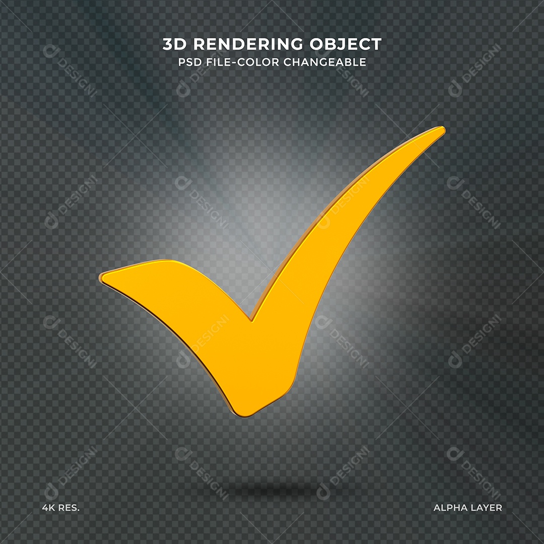 Sinal de Aprovado Ícone 3D para composição PSD