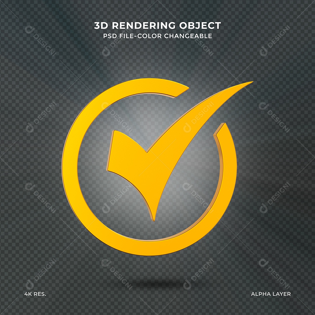 Sinal de Aprovado Ícone 3D para composição PSD