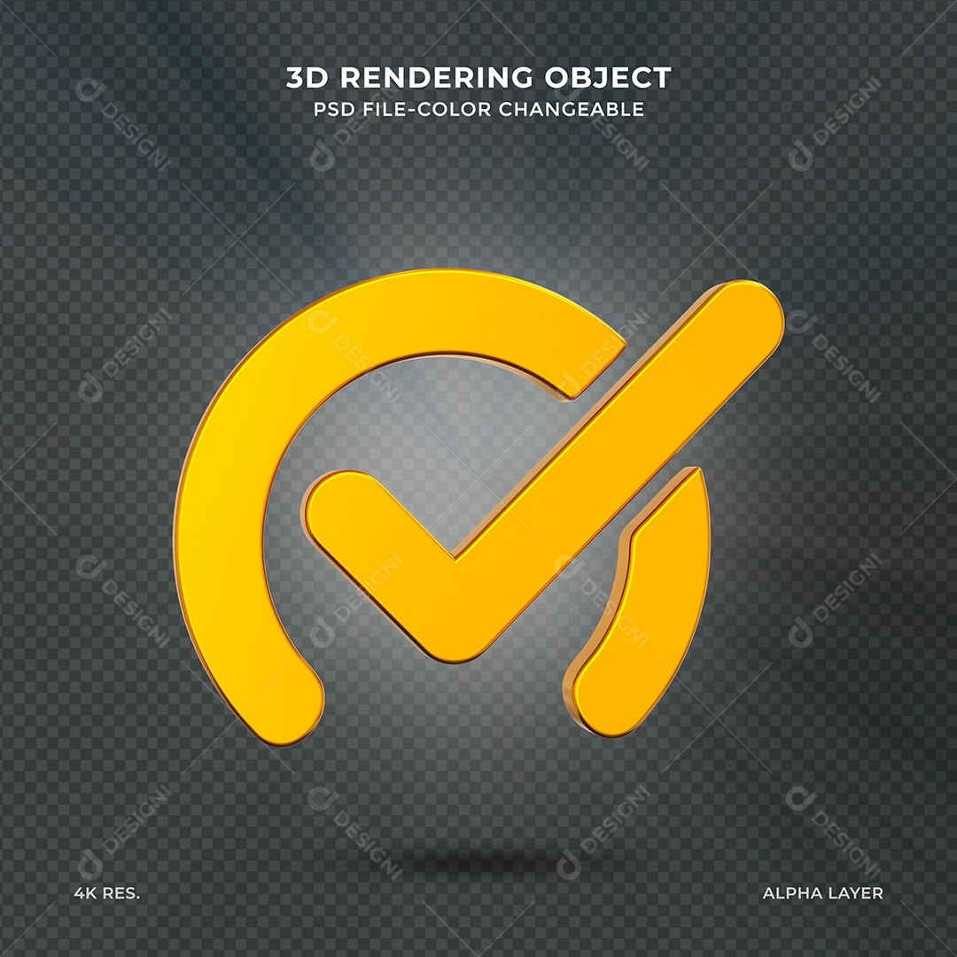 Sinal de Aprovado Ícone 3D para composição PSD