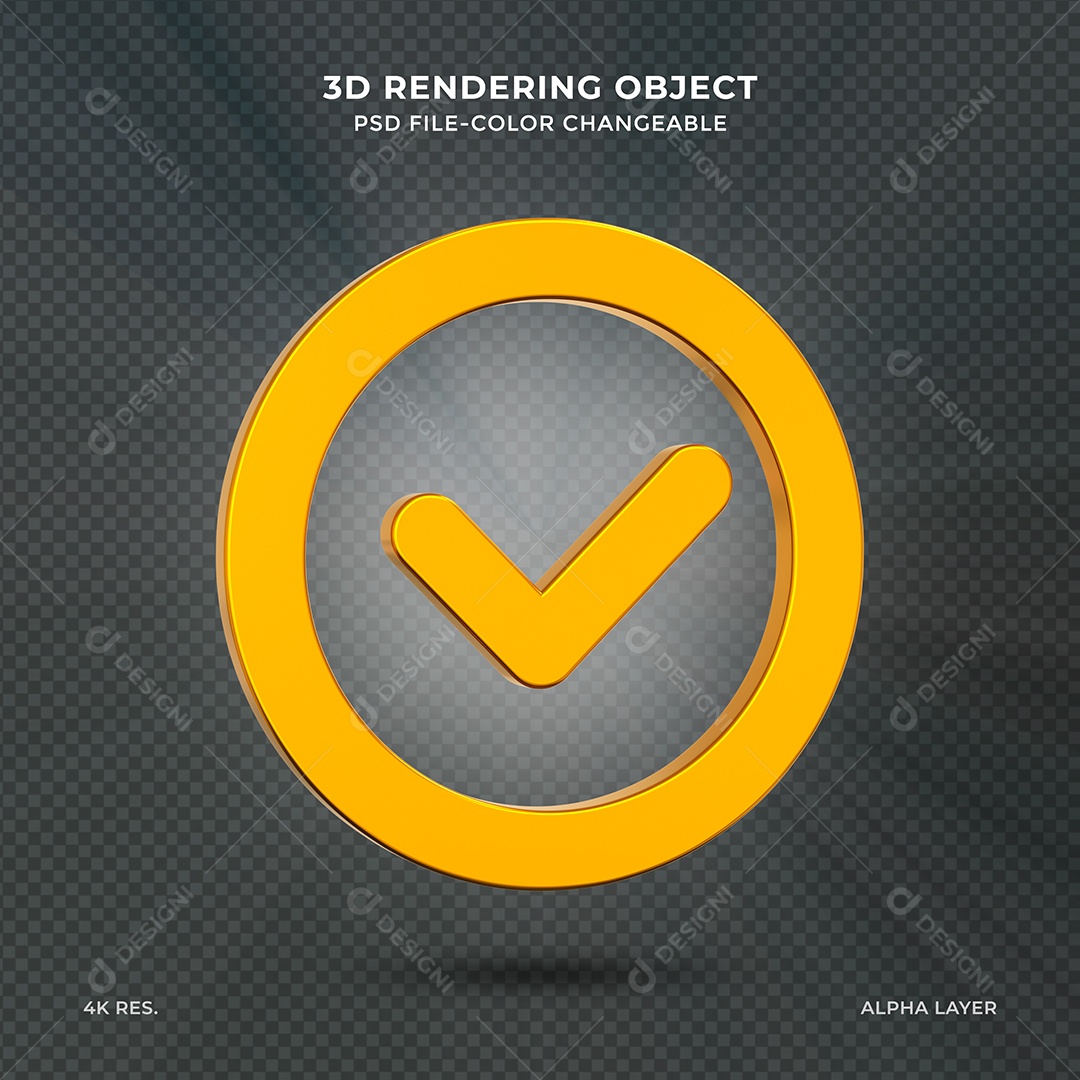 Sinal de Aprovado Ícone 3D para composição PSD