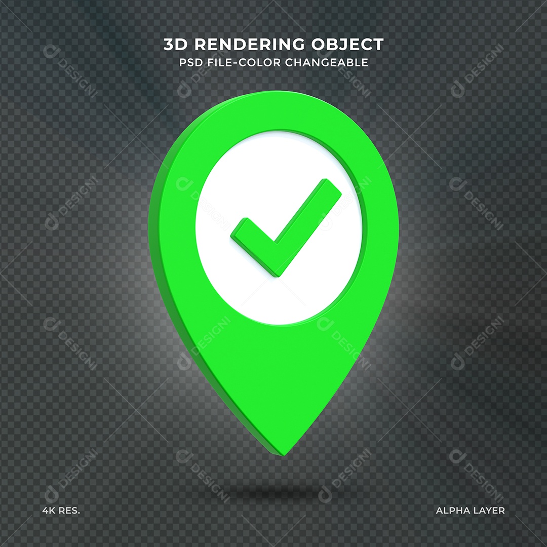 Ponteiro de Aprovado Verde Ícone 3D para composição PSD