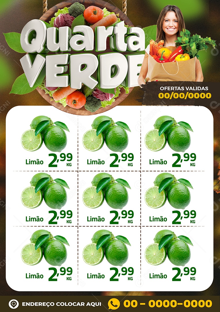 Story Encarte Feira Supermercado Quarta Verde Frutas Verduras PSD Editável