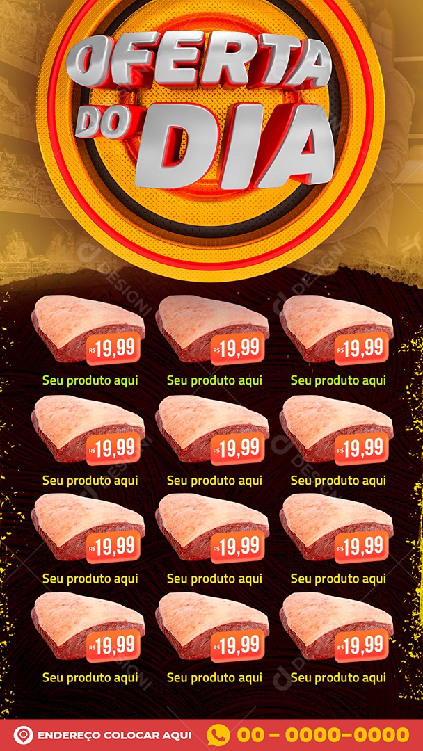 Story Encarte Oferta do Dia Casa de Carnes Açougues PSD Editável