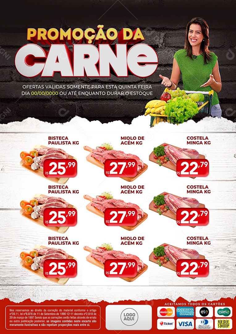 Encarte Story Promoção da Carne Açougues Ofertas PSD Editável