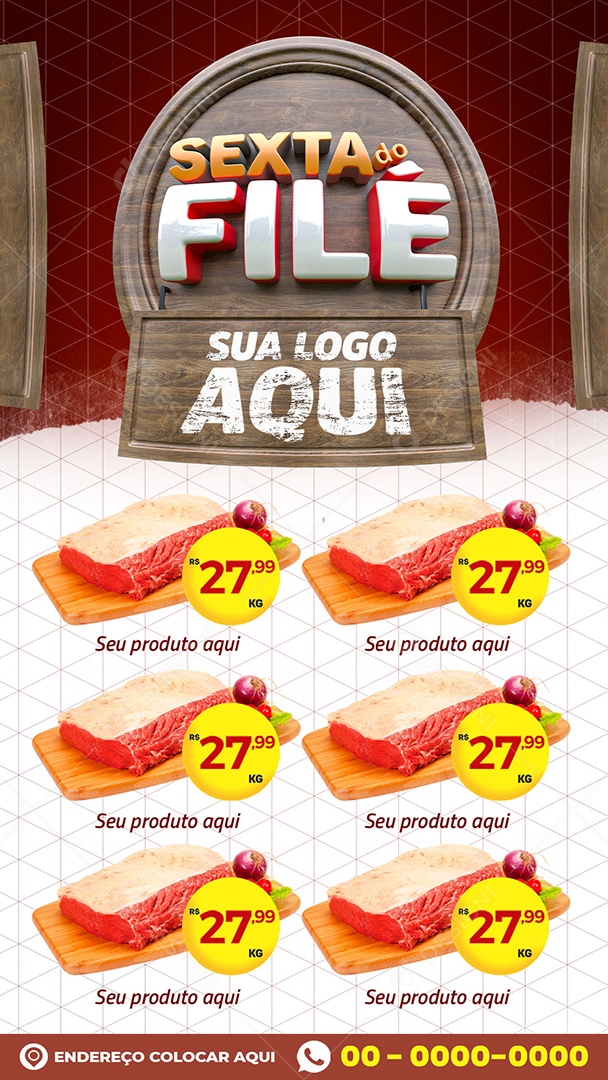 Social Media Story Sexta do Filé Casa de Carnes PSD Editável