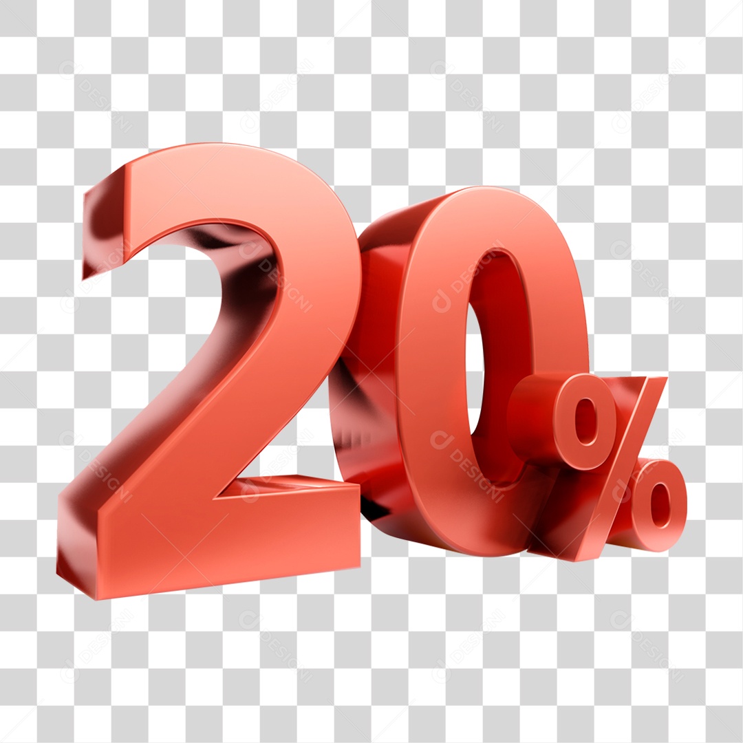 Elemento 3D Porcentagem 20% Para Composição PNG Transparente