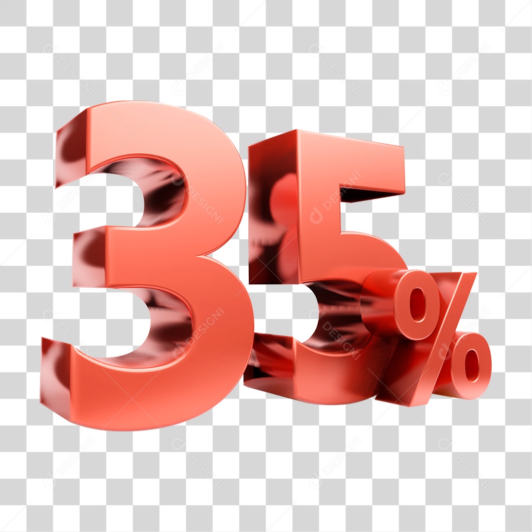 Elemento 3D Porcentagem 35% Para Composição PNG Transparente