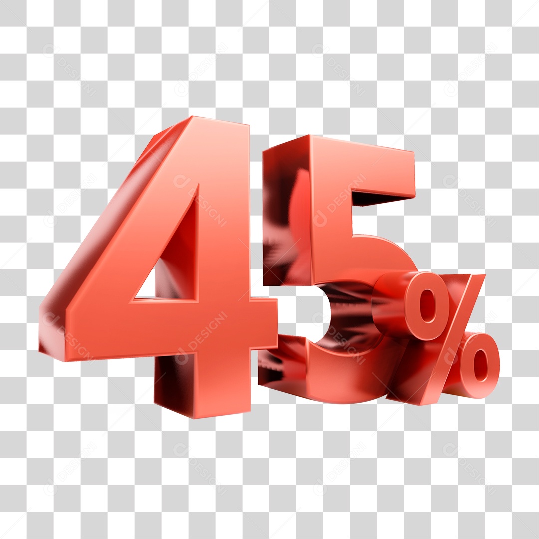 Elemento 3D Porcentagem 45% Para Composição PNG Transparente