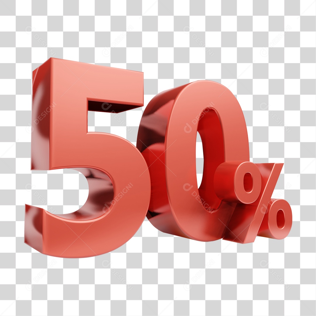 Elemento 3D Porcentagem 50% Para Composição PNG Transparente