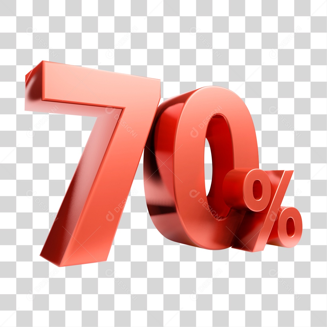Elemento 3D Porcentagem 70% Para Composição PNG Transparente