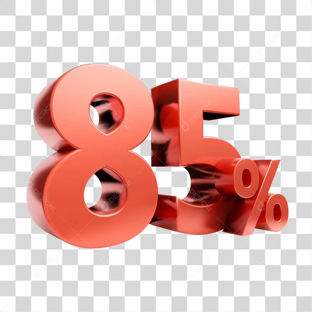 Elemento 3D Porcentagem 85% Para Composição PNG Transparente