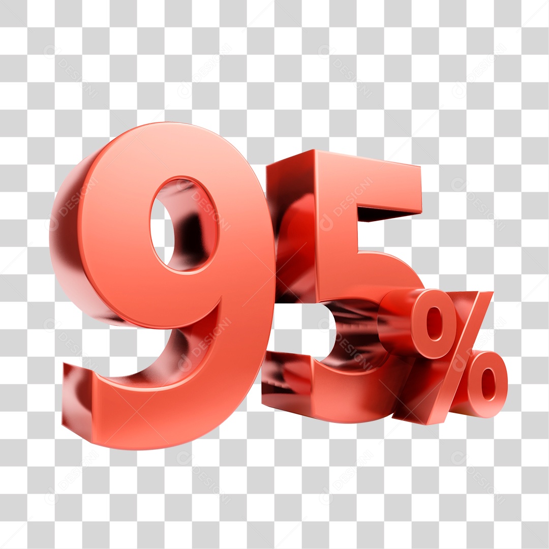 Elemento 3D Porcentagem 95% Para Composição PNG Transparente
