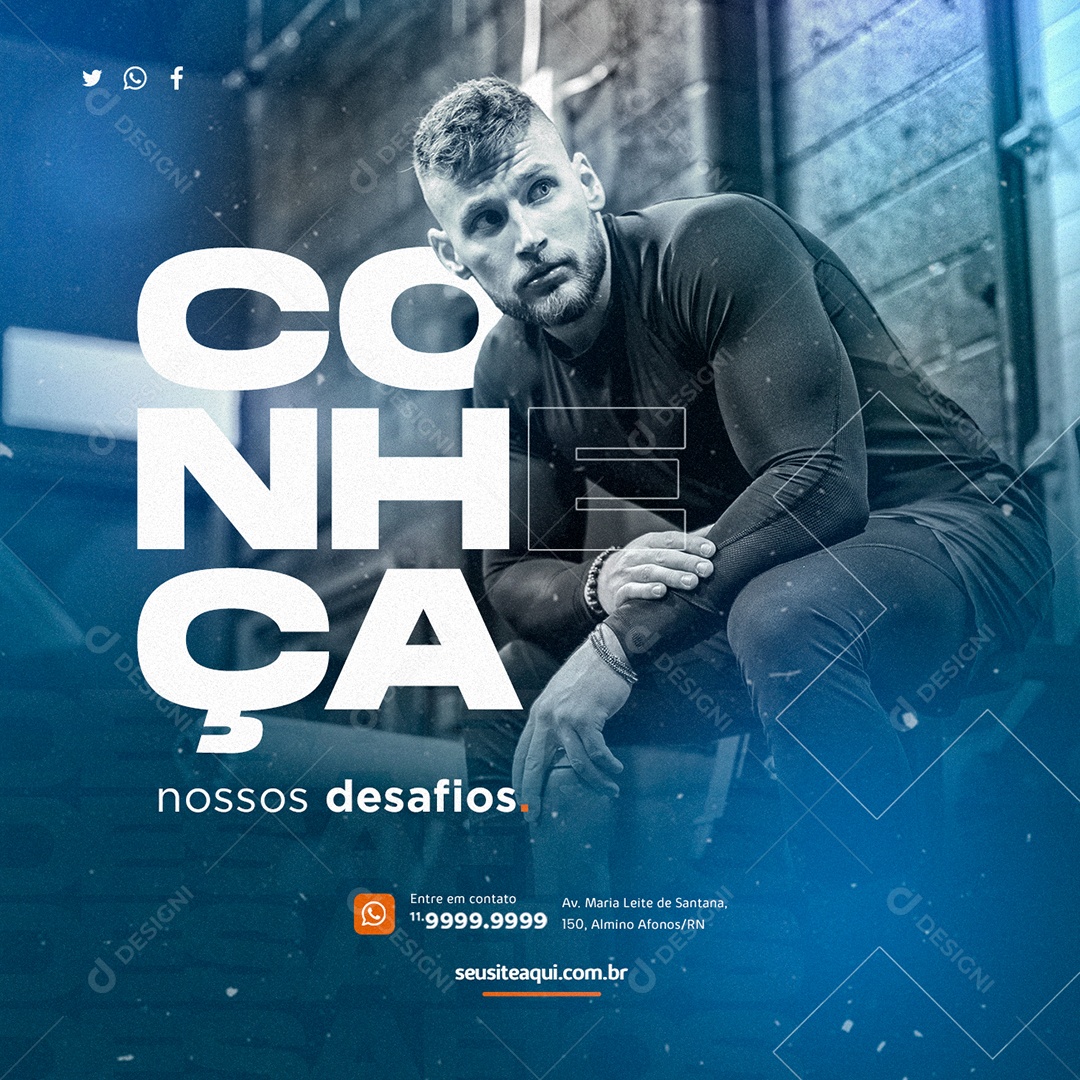 Conheça nossos desafios Academia Social Media PSD Editável