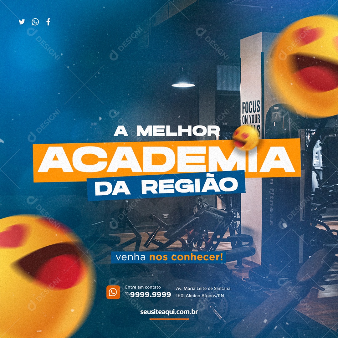 A Melhor academia da região Social Media PSD Editável