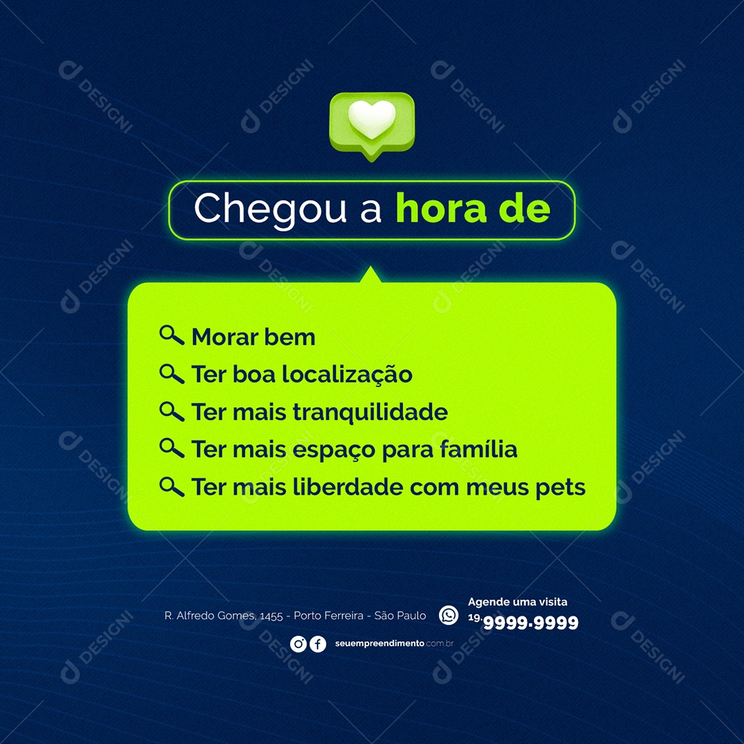 Chegou a hora de Empreendimento Imobiliária Social Media PSD Editável