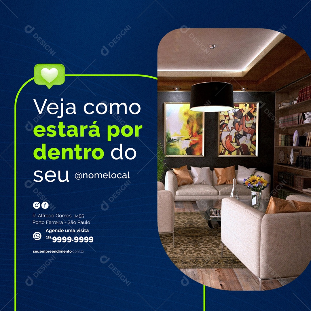 Veja como estára por dentro Empreendimento Imobiliária Social Media PSD Editável