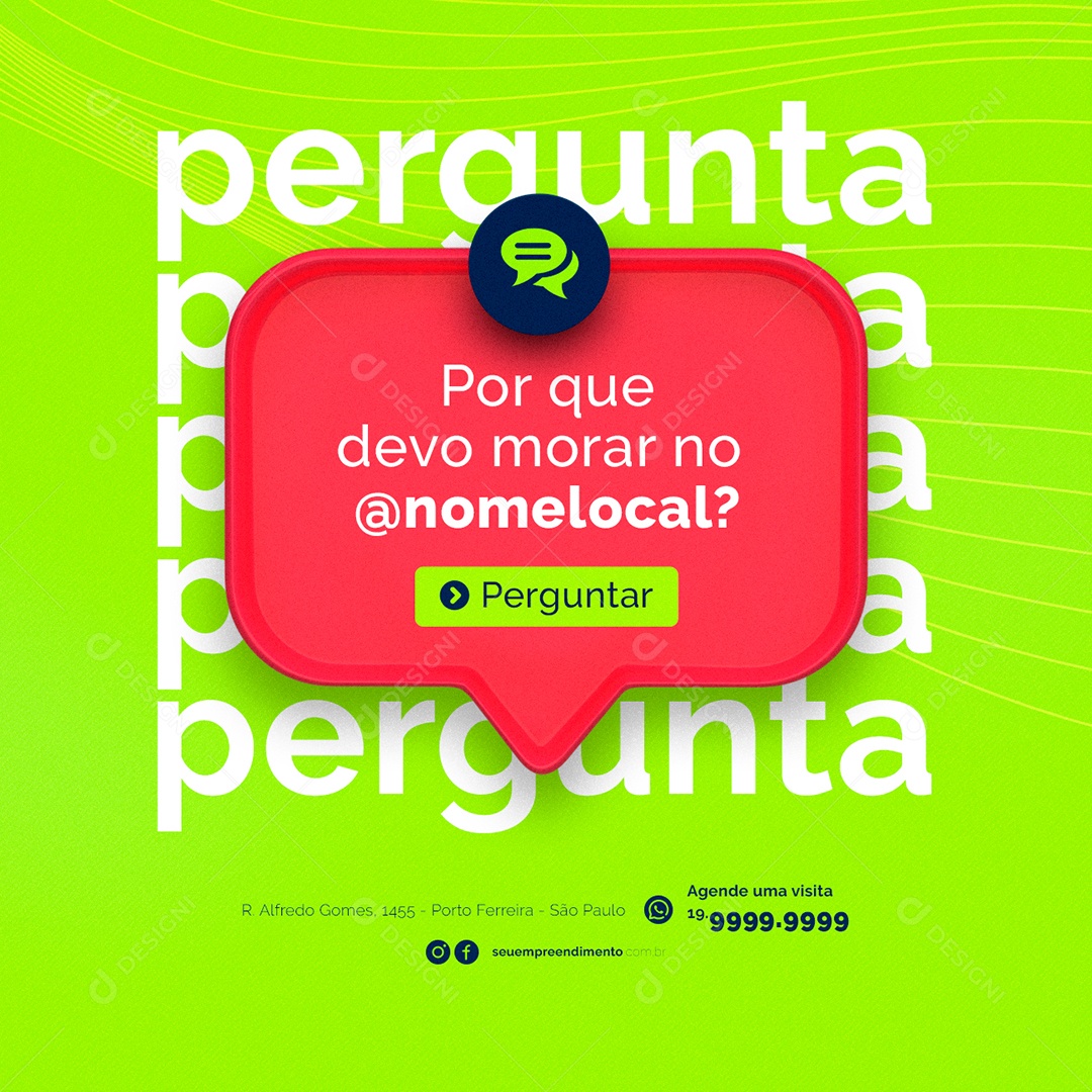 Por que devo morar Empreendimento Imobiliária Social Media PSD Editável