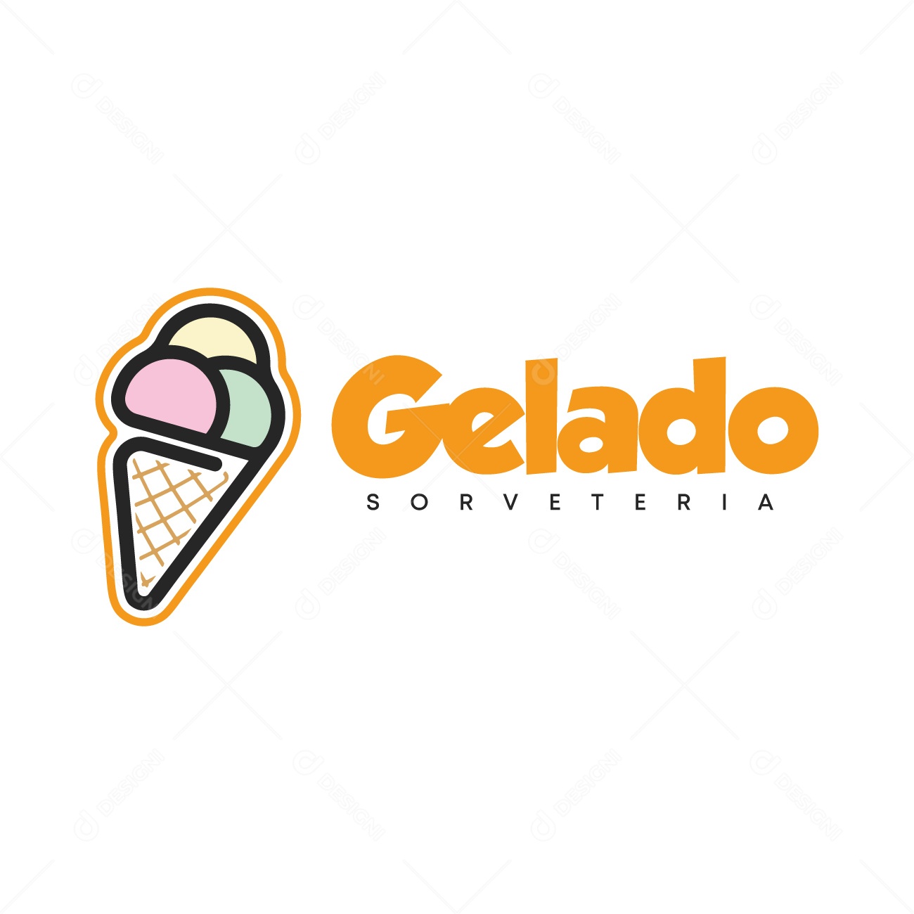 Logo Gelado Sorveteria AI Editável