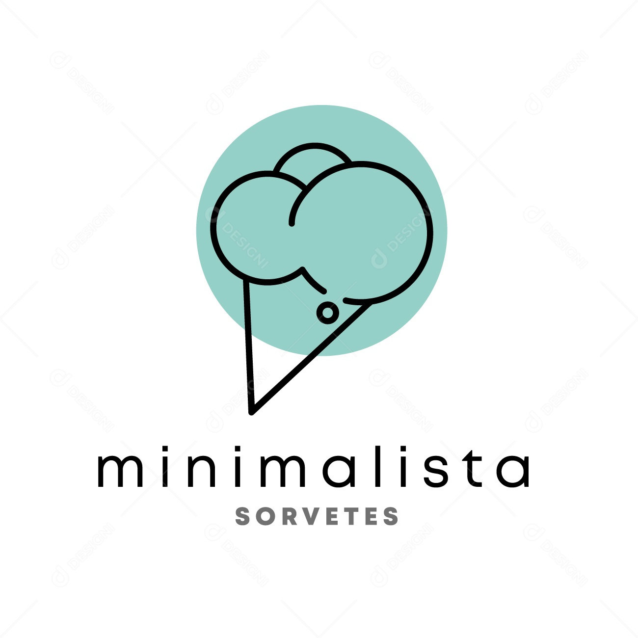 Logo Sorveteria Minimalista Sorvetes AI Editável