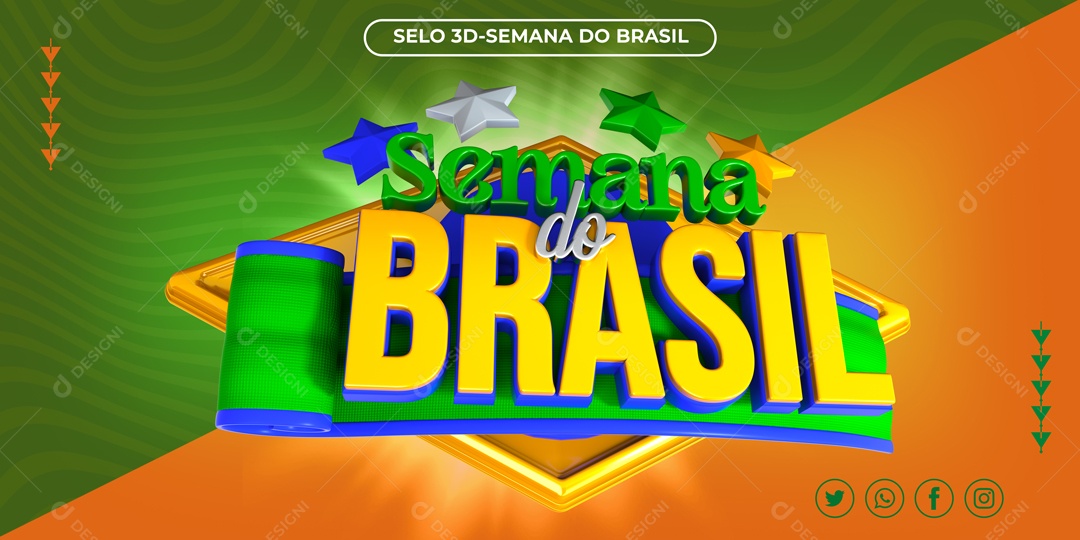 Selo 3D Para Composição Semana Do Brasil PNG Transparente