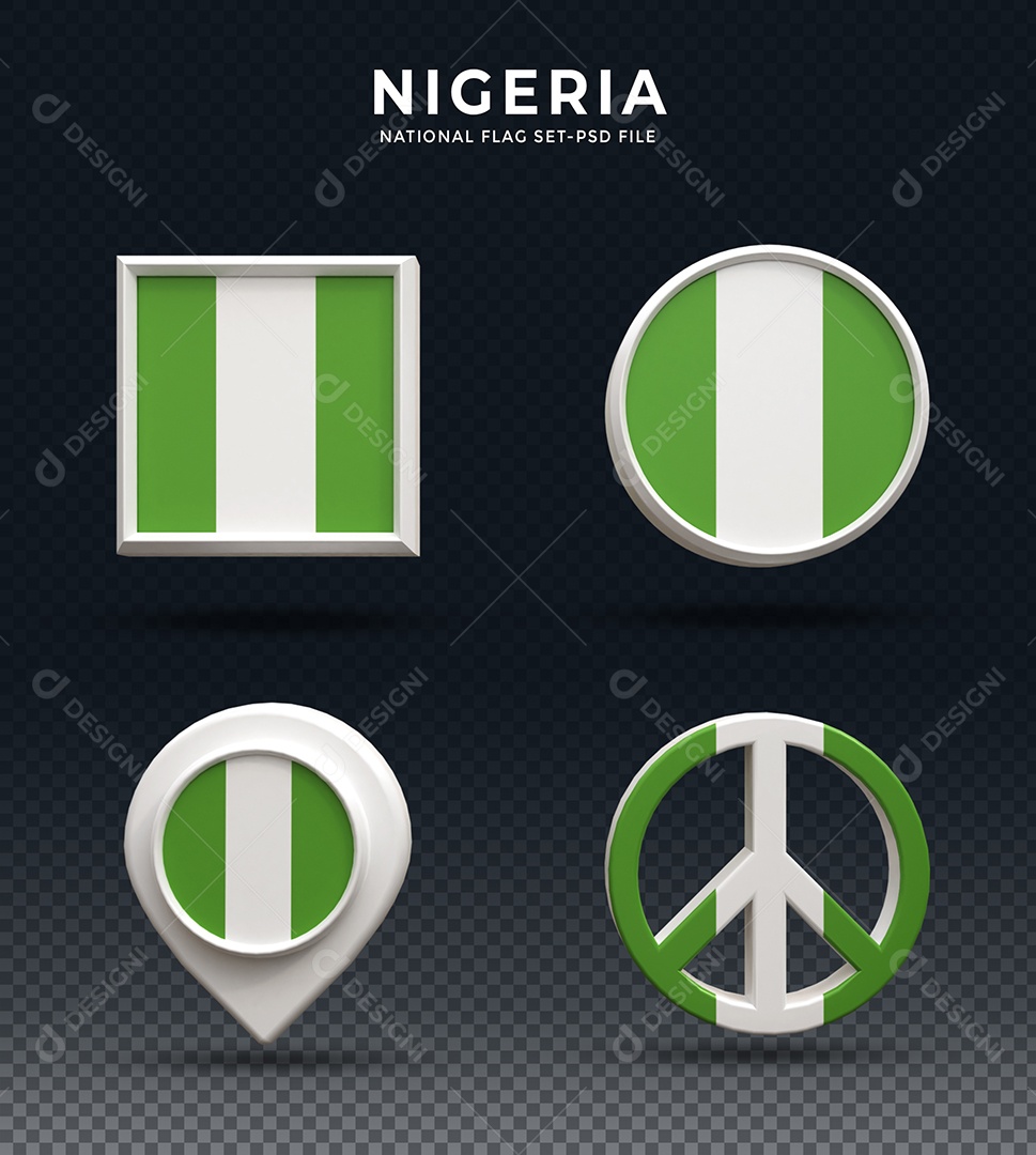 Elementos 3D da Nigéria para composição PSD