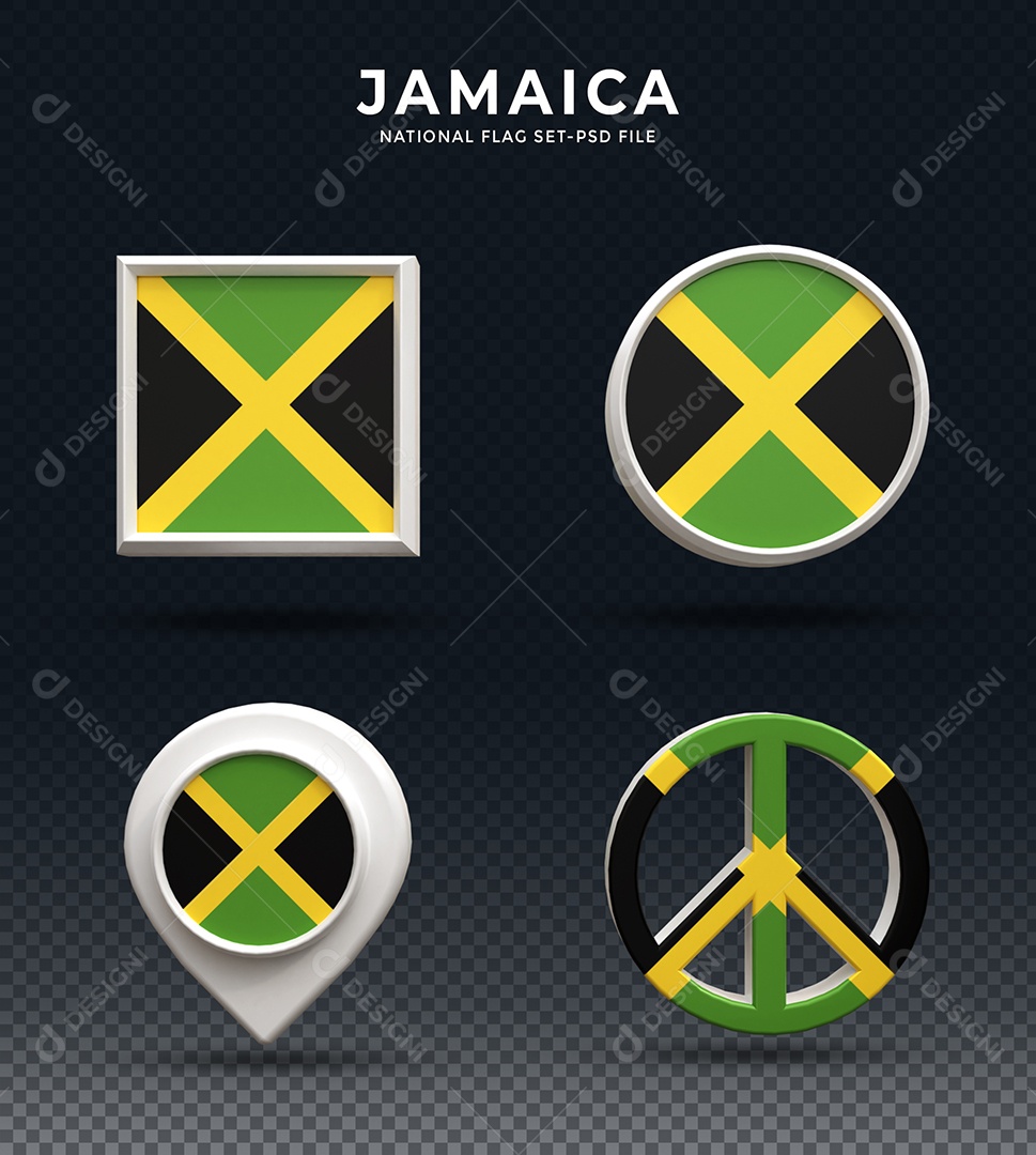 Elementos 3D da Jamaica para composição PSD