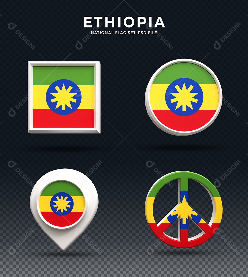 Elementos 3D do Etiópia para composição PSD