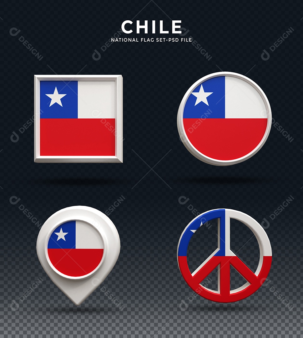 Elementos 3D do Chile para composição PSD