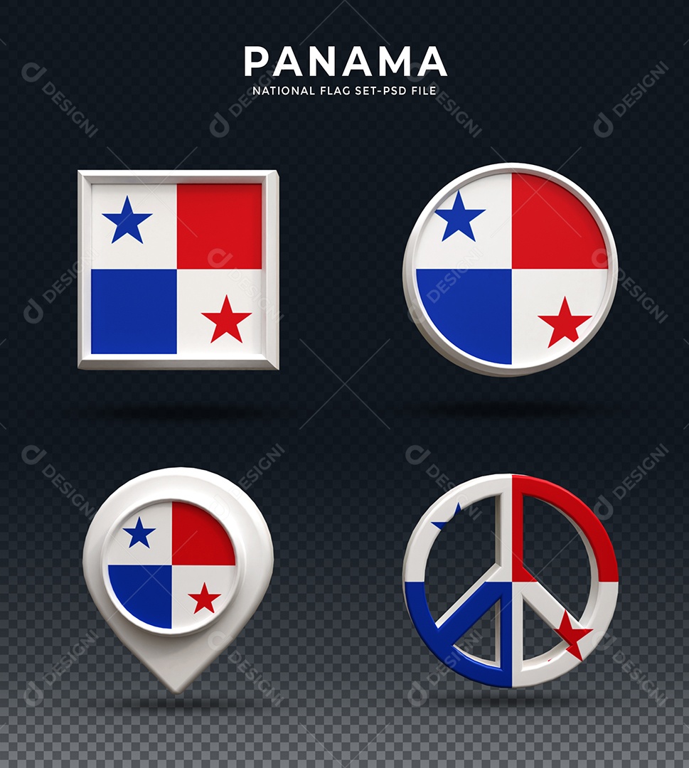 Elementos 3D do Panamá para composição PSD