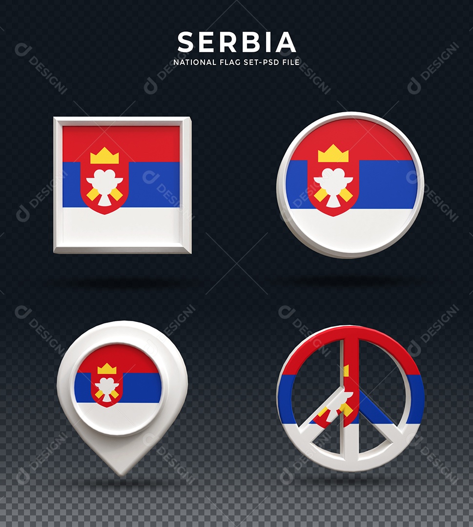 Elementos 3D da Sérvia para composição PSD