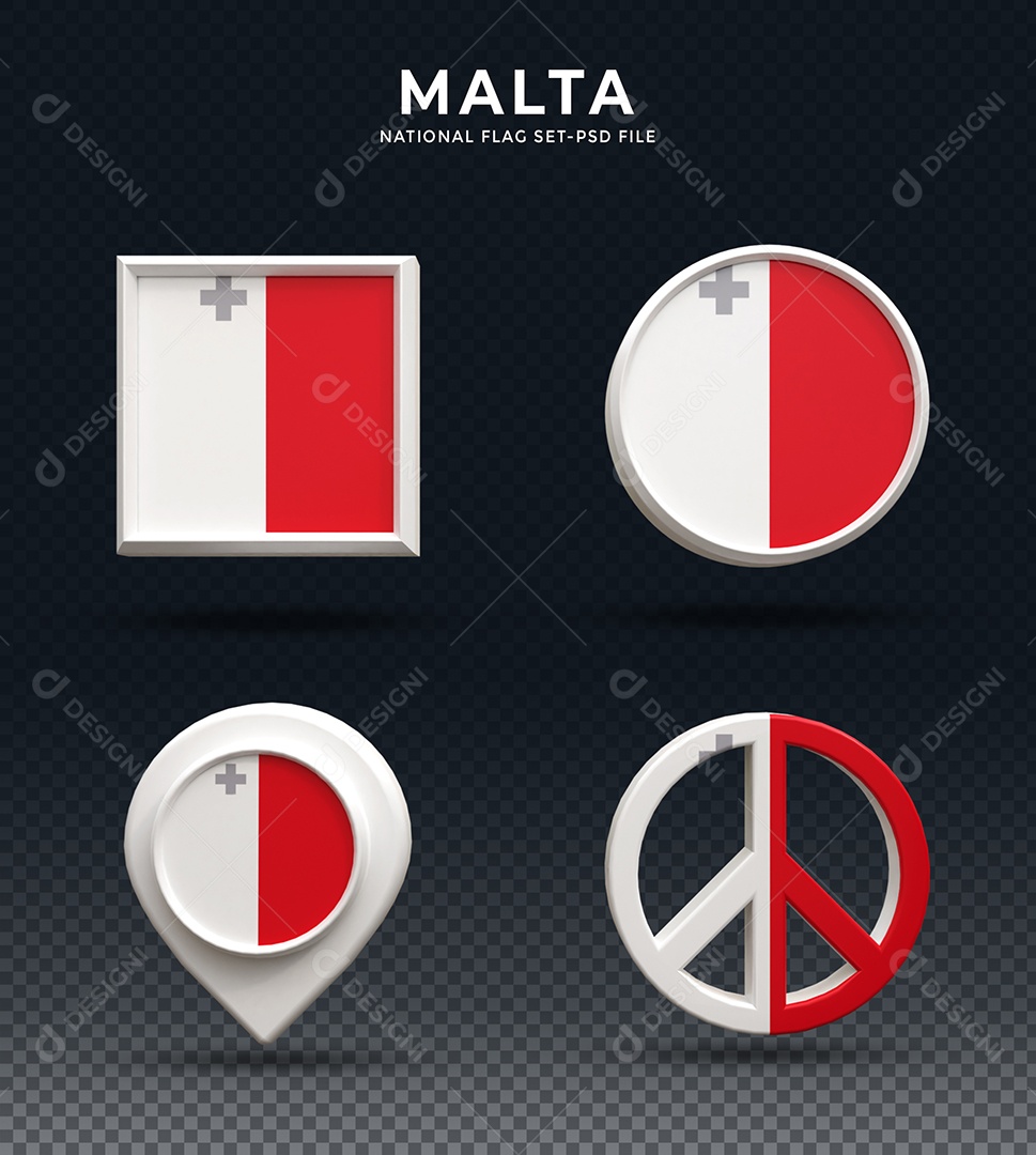 Elementos 3D de Malta para composição PSD