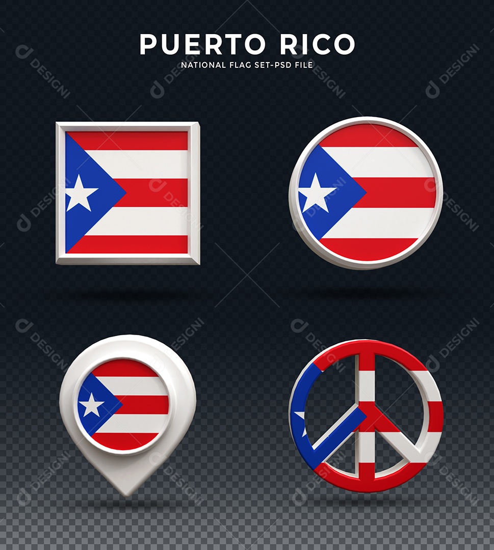 Elementos 3D do Porto Rico para composição PSD