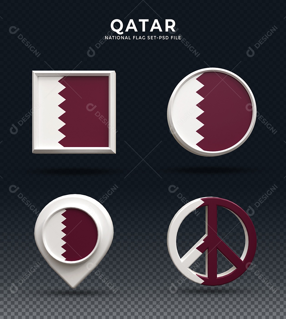 Elementos 3D do Qatar para composição PSD
