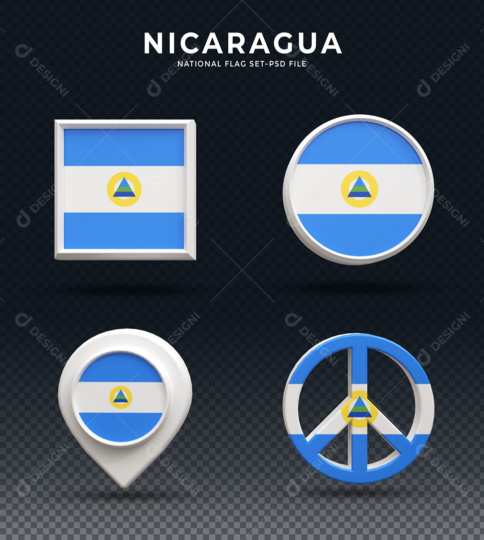 Elementos 3D da Nicarágua para composição PSD