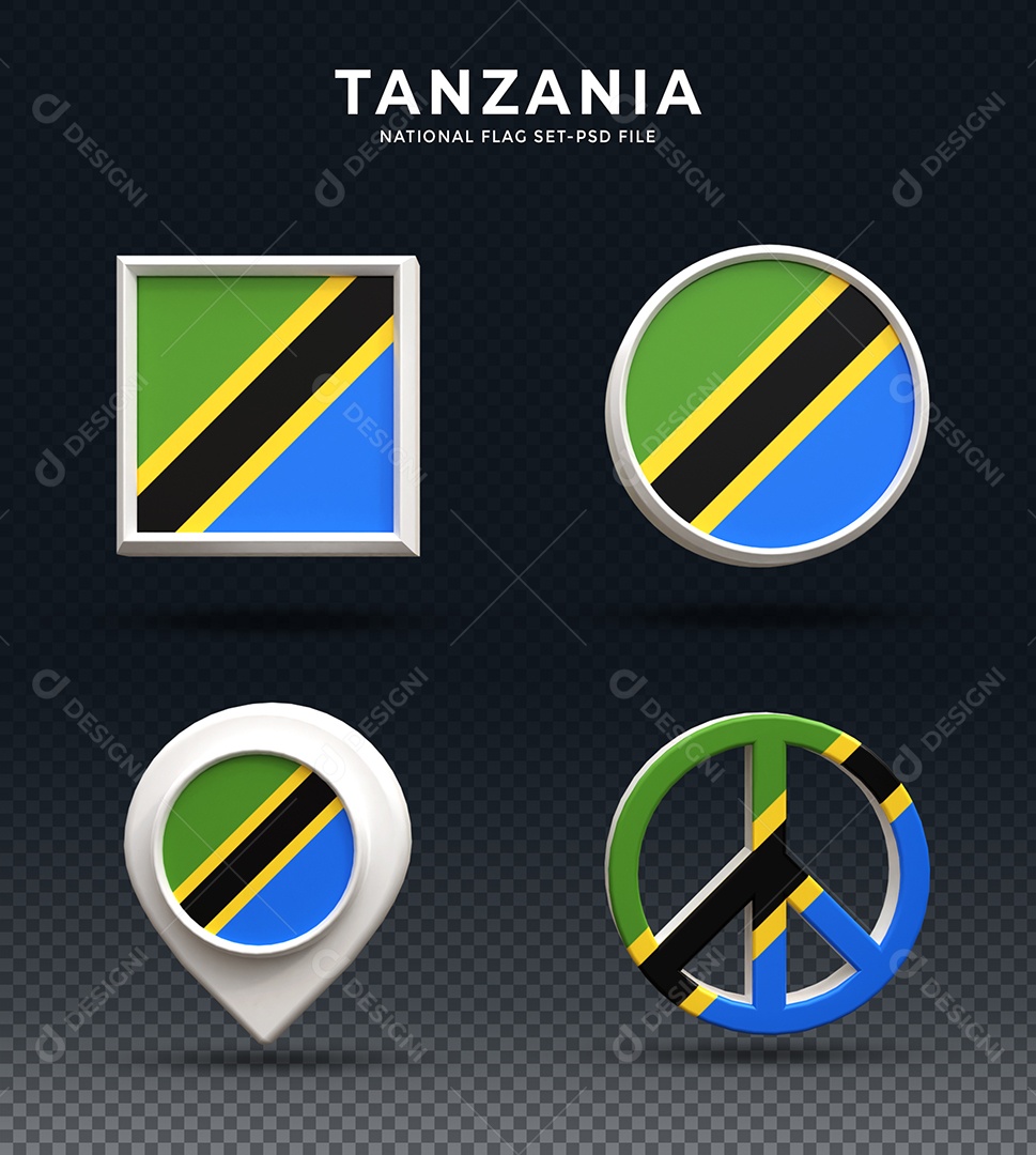 Elementos 3D da Tanzânia para composição PSD
