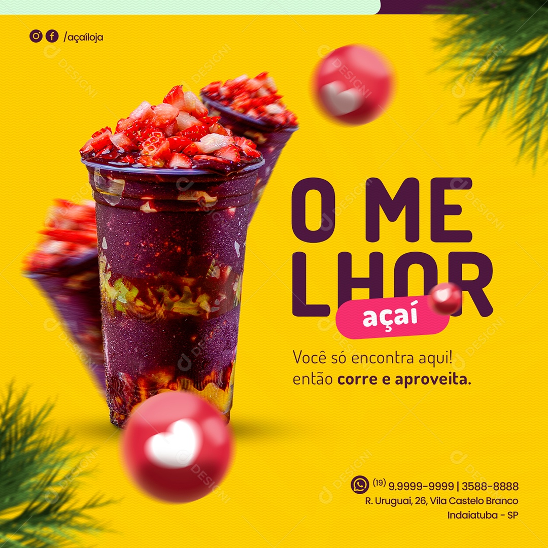 O melhor açaí Açaiteria Social Media PSD Editável