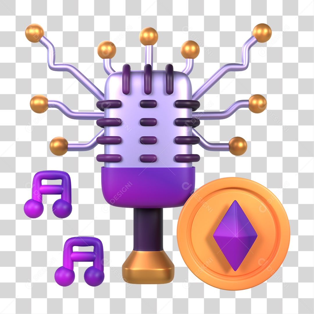 Microfone Músicas e Negociações de Criptomoeda PNG Transparente