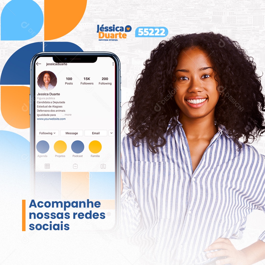 Social Media Política Acompanhe Nossas Redes Sociais PSD Editável
