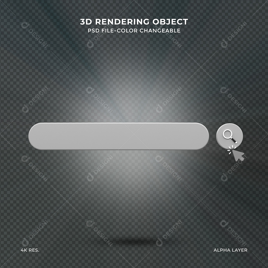 Barra de Pesquisar Navegador Elemento 3D para Composição PSD