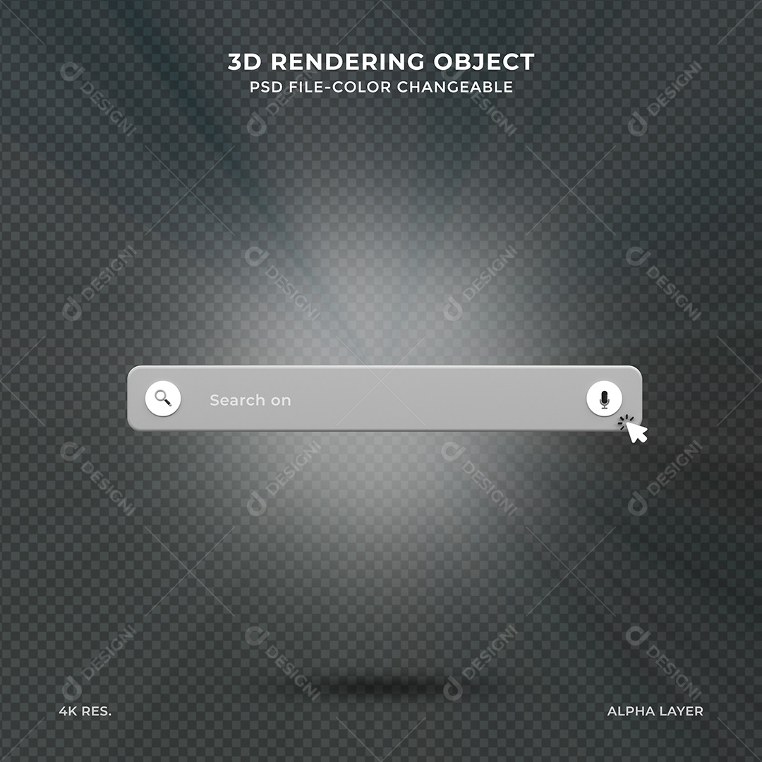 Barra de Pesquisar Navegador Elemento 3D para Composição PSD