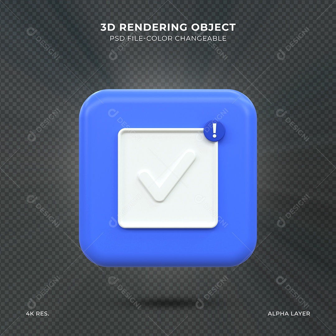 Approved Sign 3D Icon with Notification for Compositing PSD