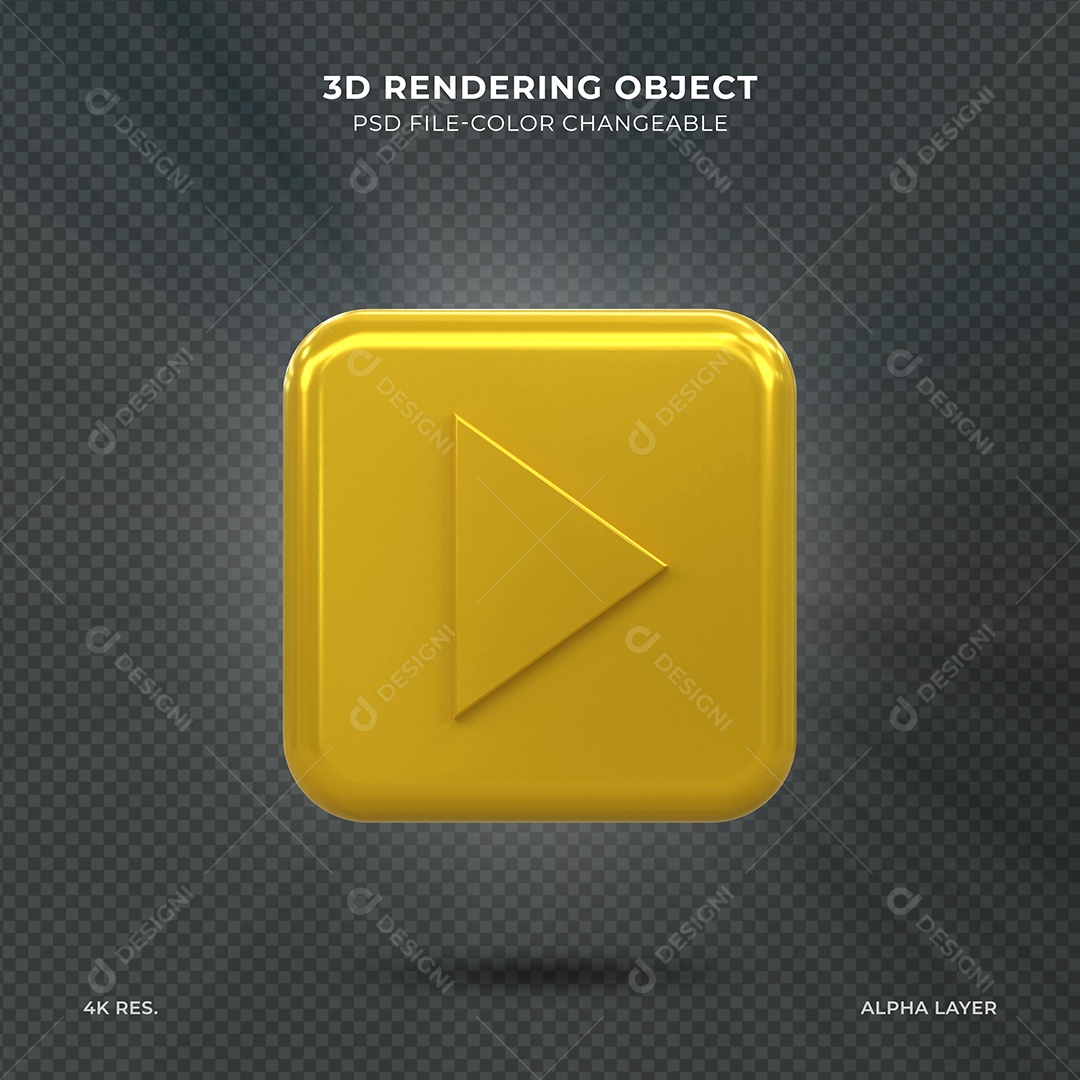 Seta para direita dourada Elemento 3D para composição PSD