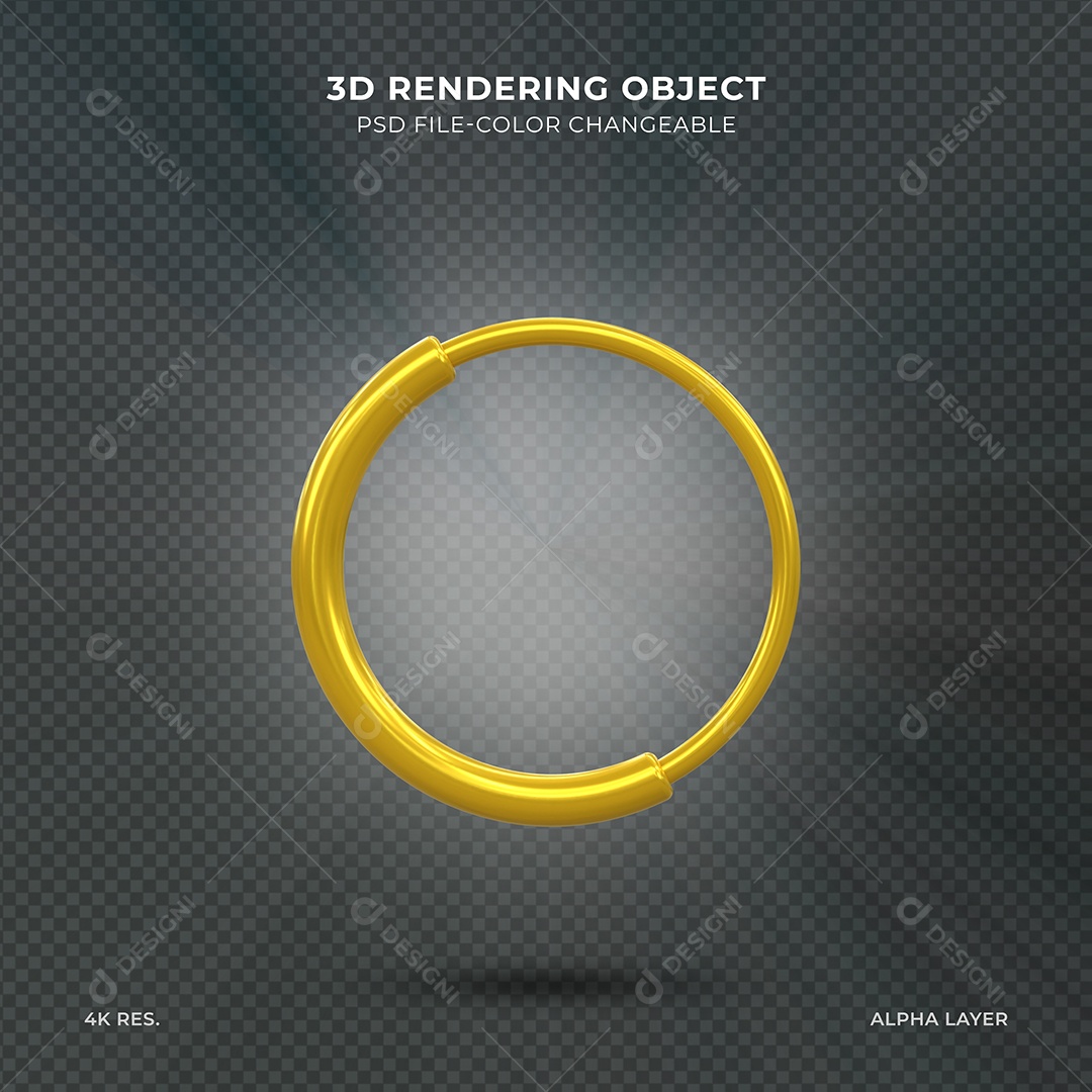 Círculo Elemento 3D dourado para composição PSD