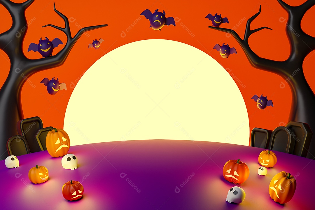 Renderização 3D Pódio conceito halloween
