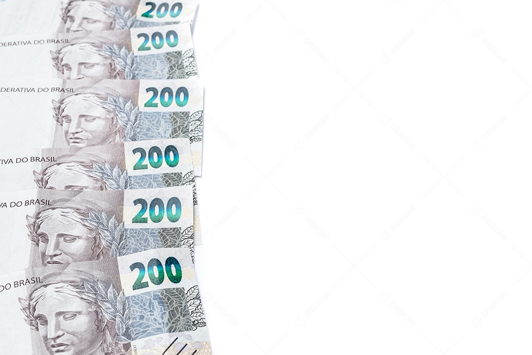 Grupo notas de duzentos reais brasileiros