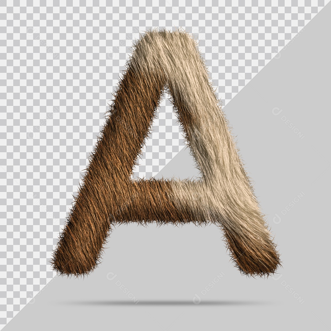 Letra A Maiúsculas Texturizada Pelo Marrom Ilustração 3D PSD