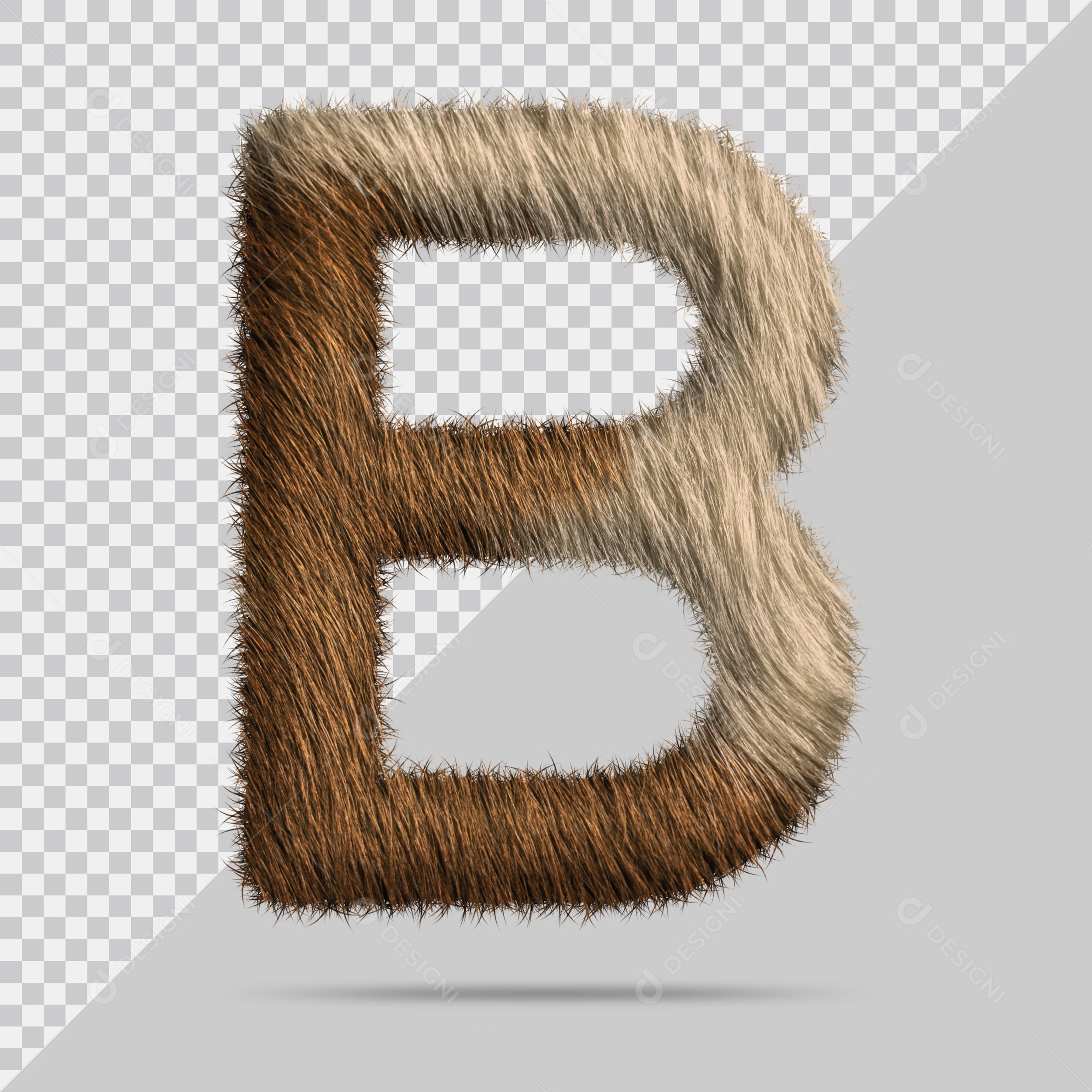 Letra B Maiúsculas Texturizada Pelo Marrom Ilustração 3D PSD