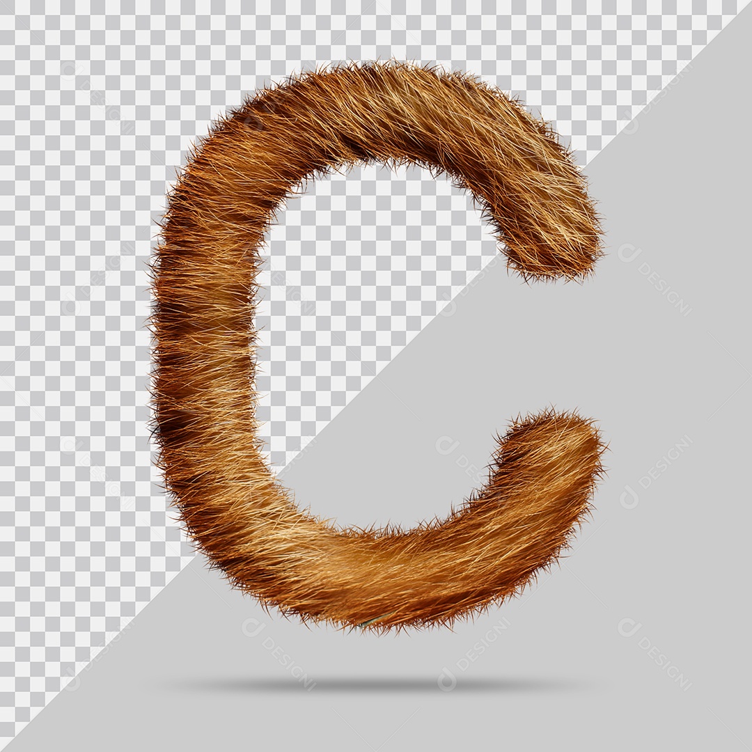 Letra C Maiúsculas Texturizada Pelo Marrom Ilustração 3D PSD