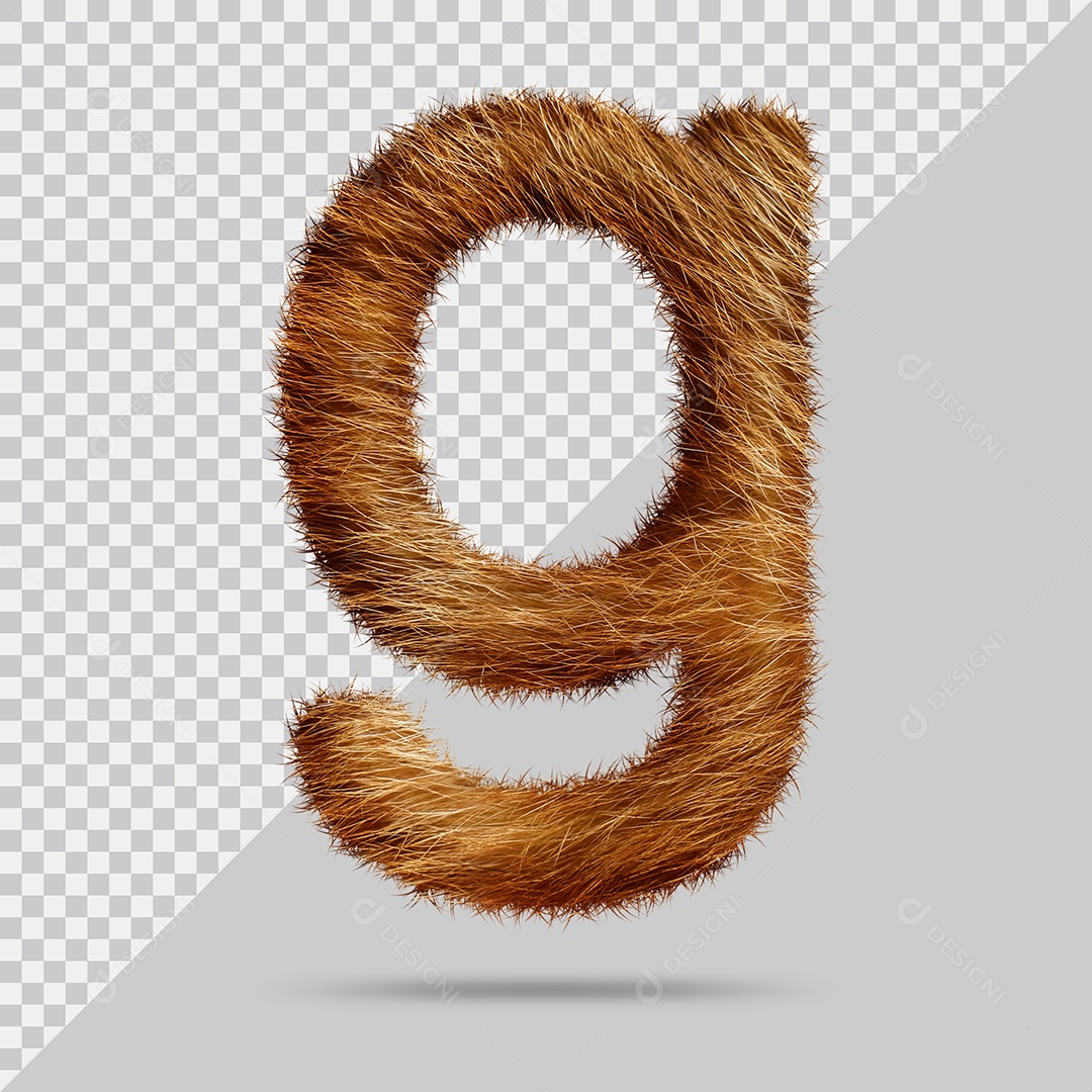Letra G Minúscula Texturizada Pelo Marrom Ilustração 3D PSD