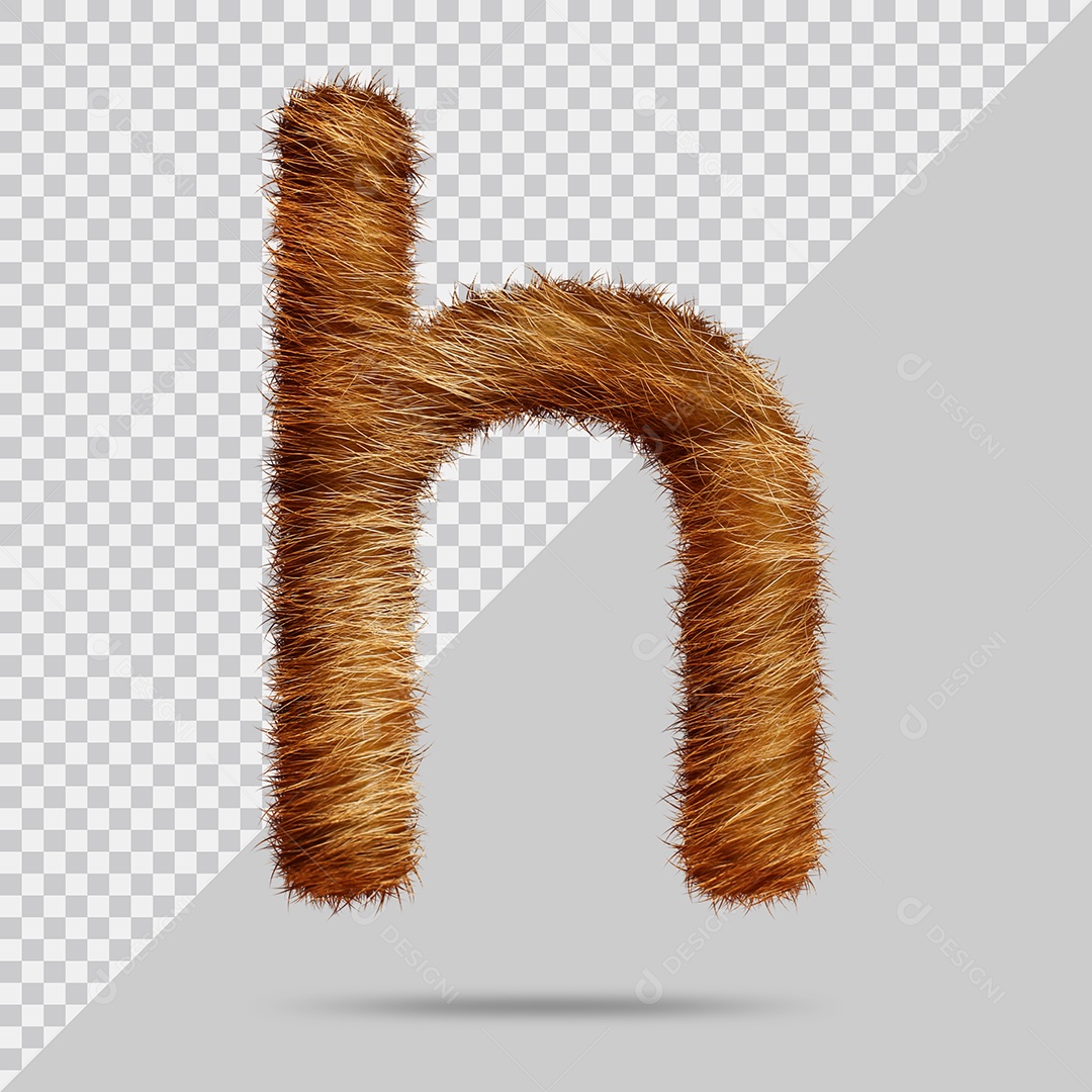 Letra H Minúscula Texturizada Pelo Marrom Ilustração 3D PSD